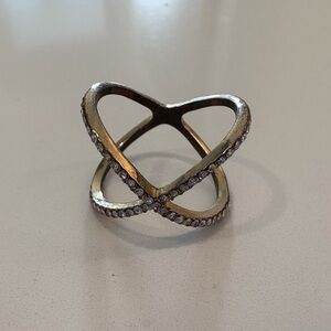 Gold and CZ Crisscross Ring